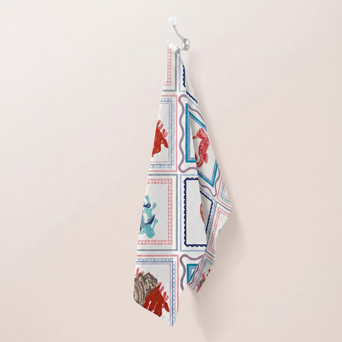 Theedoek mediterrane tegeltjes (per 4 stuks)